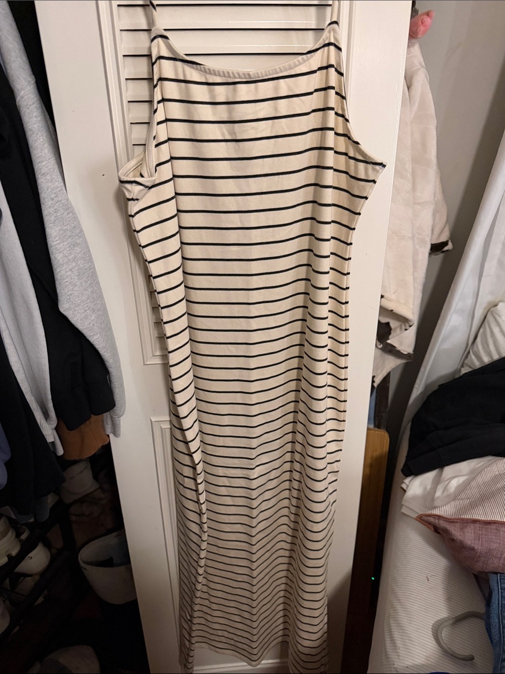 Gilli Cream Maxi Dress with Black Stripes
